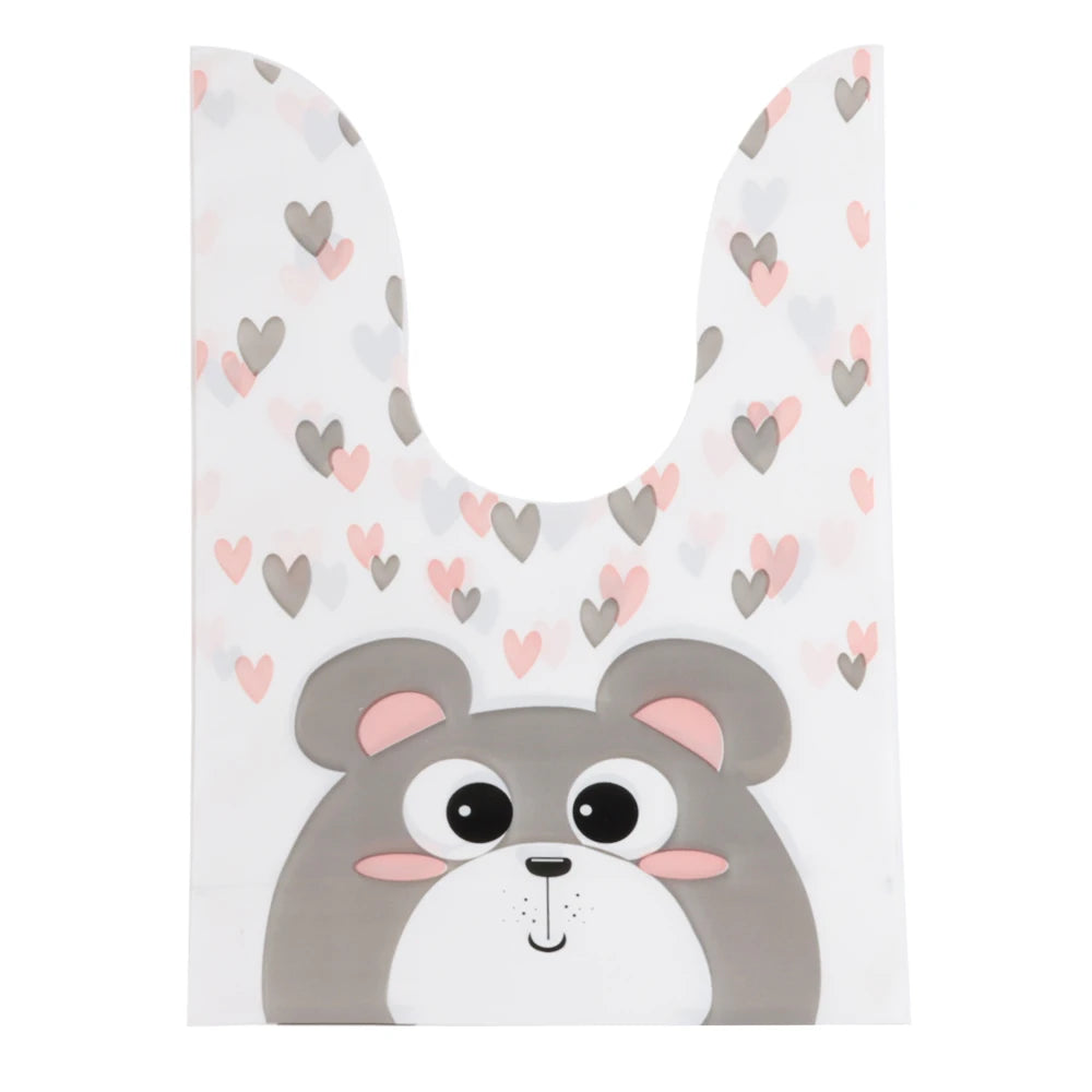 10/25/50pcs Plastic Candy Bags Cookie  Cute Carton Rabbit Ear Bags Biscuits Snack Baking Packing Supplies Kids Gifts Wholesale