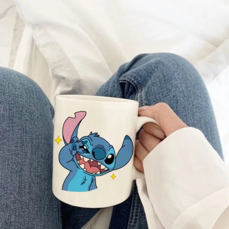 Cute Stitch Ceramic Mug Cartoon Animation Funny Mugs Coffee Cups Child Personality Drinking Cup Friend Birthday Gift