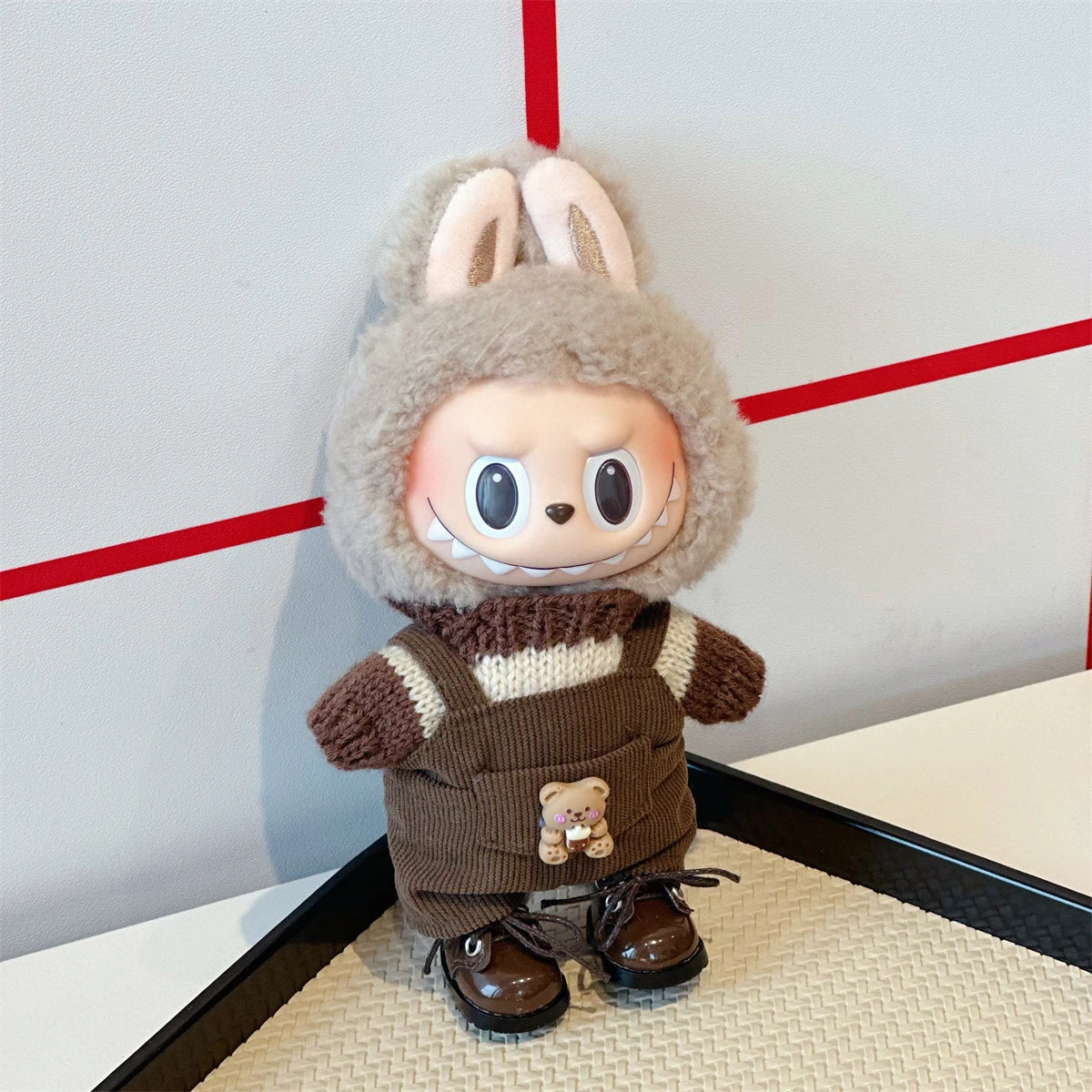 17cm Mini Plush Doll'S Clothes Outfit Accessories For Korea Kpop Exo Labubu Idol Striped clothes eyes shoes suit Clothing Gift