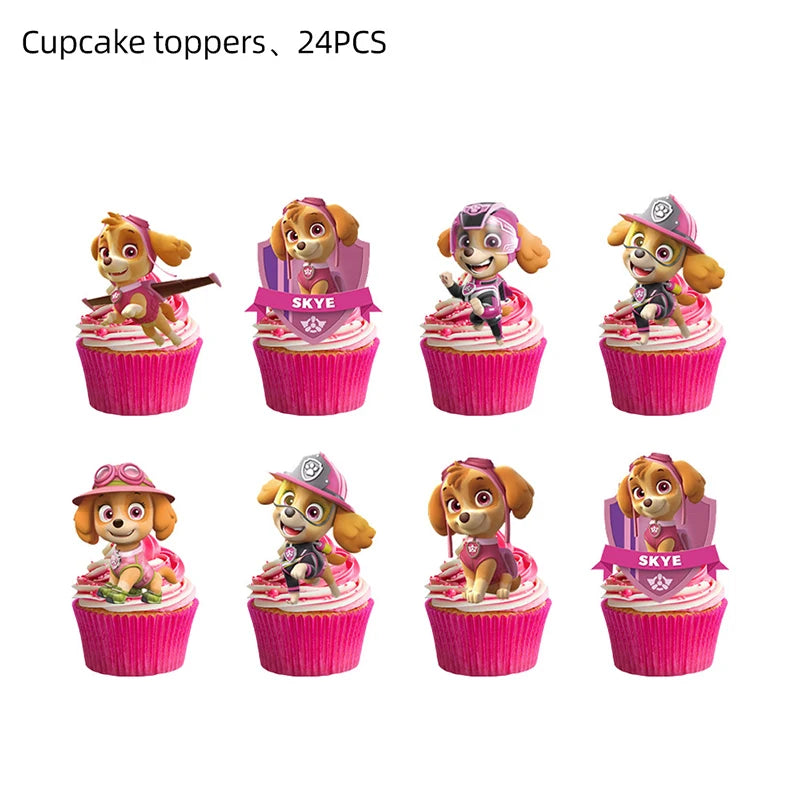 New Paw Patrol Birthday Decoration Dogs Skye Disposable Tableware Cup Plate Tablecloth Baby Shower Kids Girl Boy Party Supplies