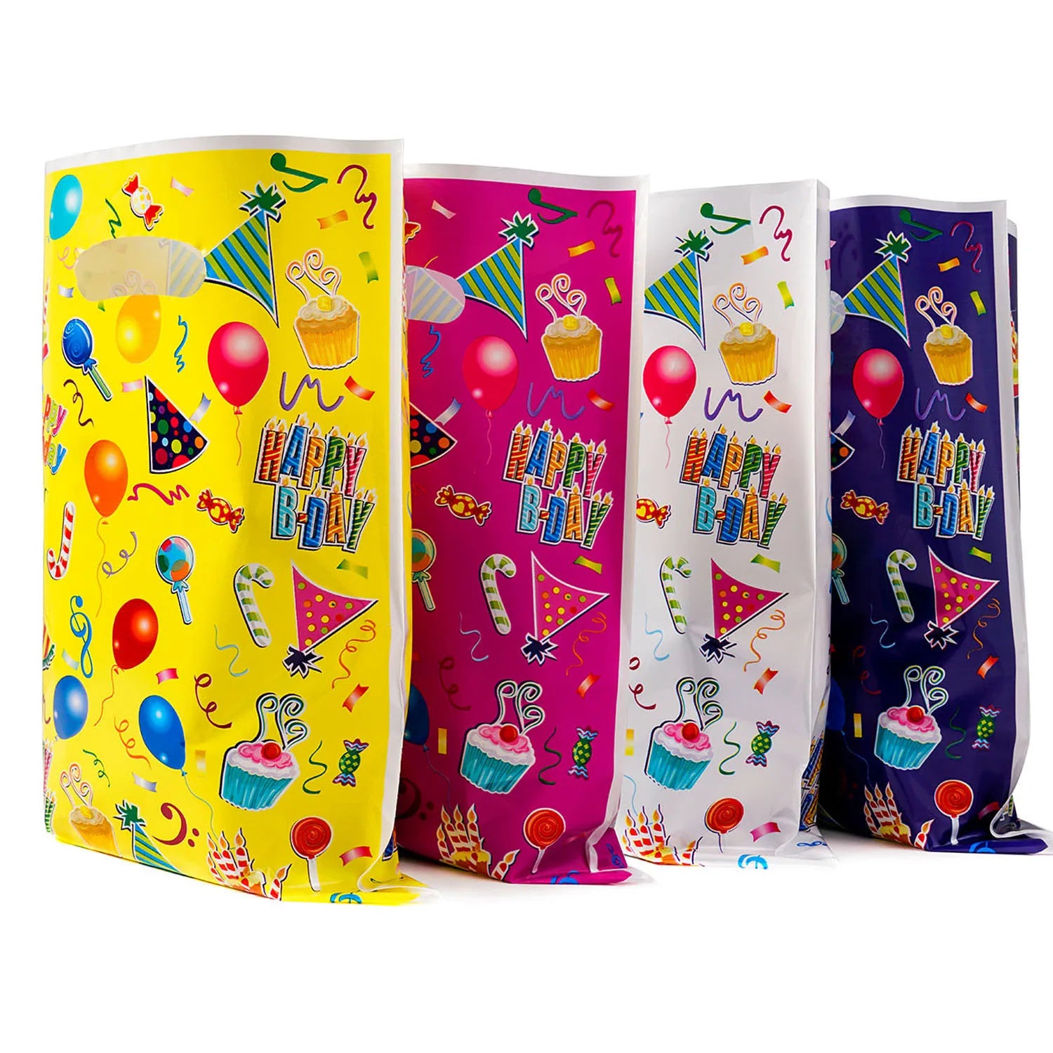 20pcs Printed Gift Bags Polka Dots Plastic Candy Bag Child Party Loot Bags Boy Girl Kids Birthday Party Favors Supplies Decor
