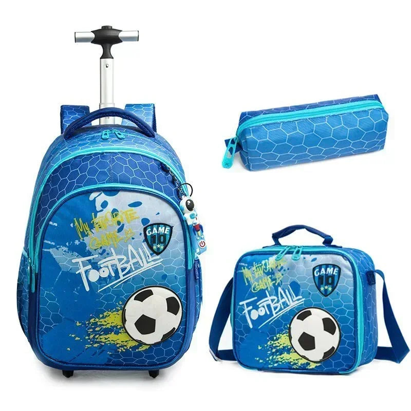 Children's School Backpack with Wheels Kids Wheeled School Bag Teenagers Bag Girls Canvas Backpack Travel Luggage Trolley Bags