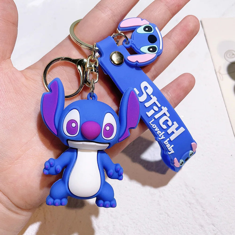 Lilo & Stitch Toys Keychian Anime Stitch Pendant Keychain Sweet Pink Angel Keychians Women Car Keyring Girl Birthday Gift
