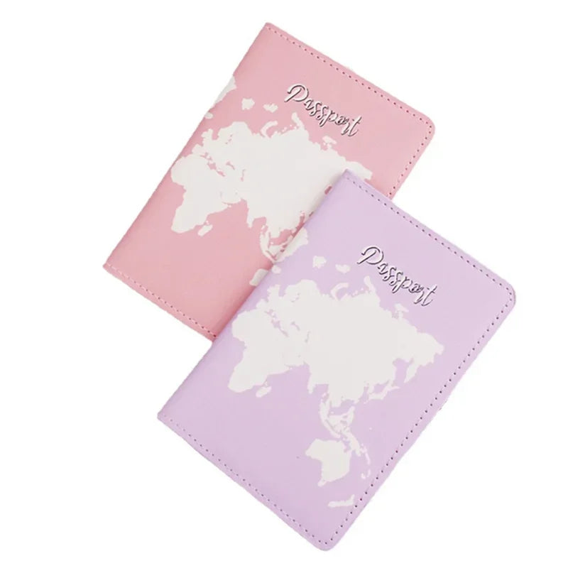 Pink Purple Women Girls Passport Cover Case for Travel Accessories PU Leather Passport Holder Protector Sleeve with Card Slot