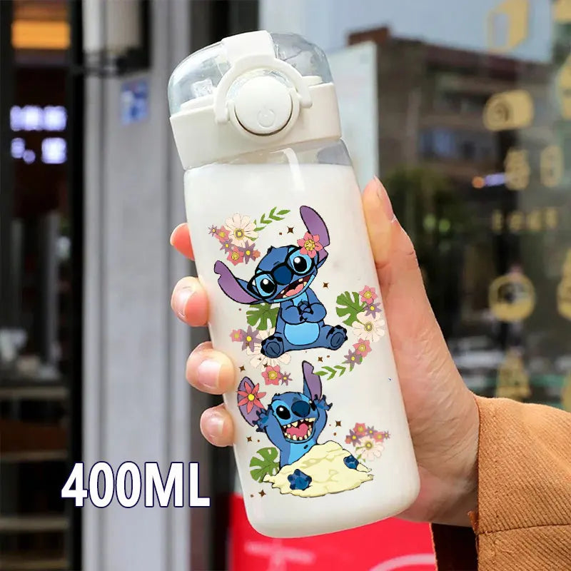 Lilo&Stitch 560/600/400ML Water Cup Children Portable Plastic Transparent Straw Stitch Outdoor Large Capacity Sport Water Bottle