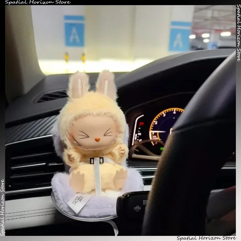 Mini Plush Safety Seat Kawaii Labubu Idol Kpop Doll Display Seat Car Air Aromatreatment Decoration Accessories
