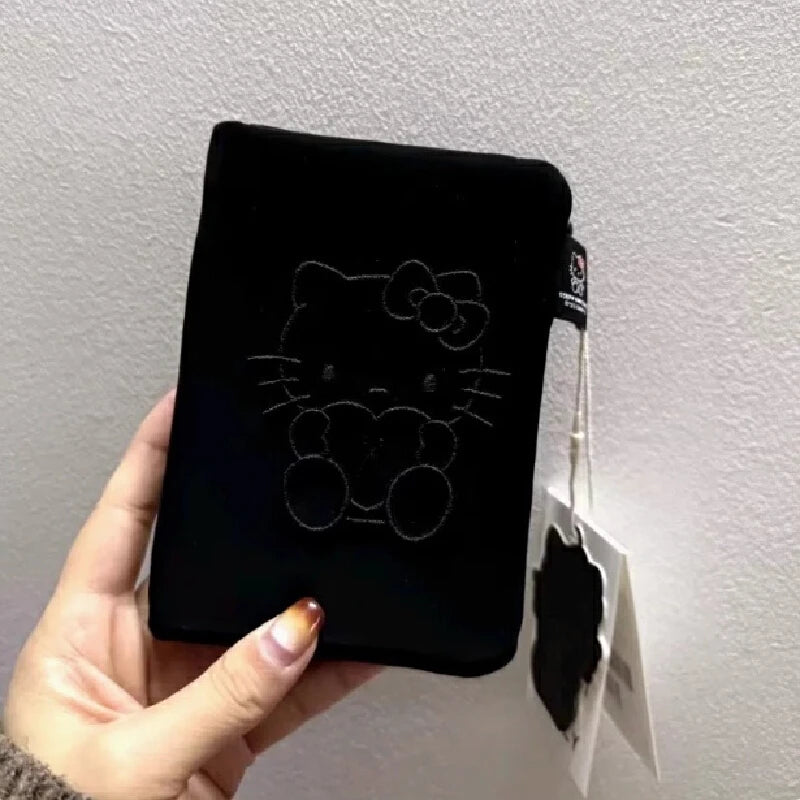 Cute Hello Kitty Denim Mini Portable Bag Cartoon Anime Embroidery Coin Card Passport Holder