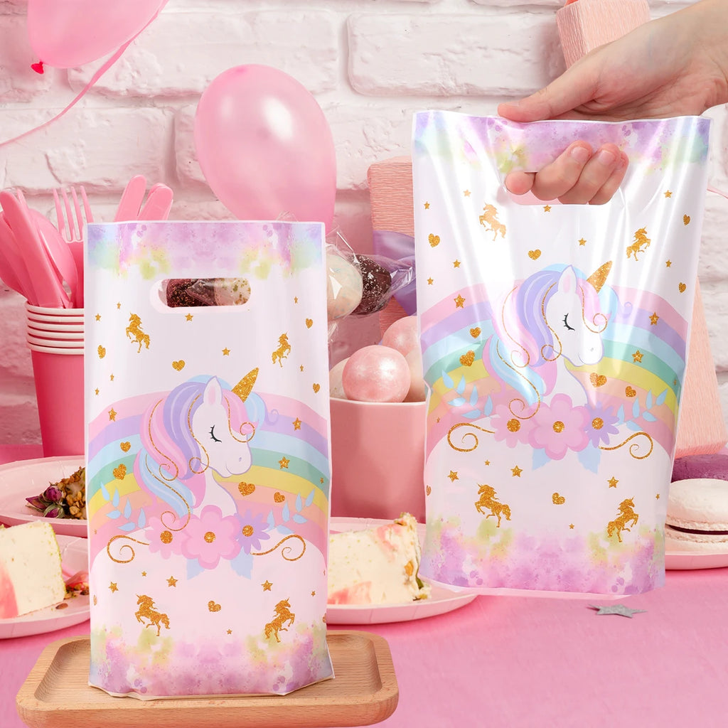 10/25/50pcs Handbag Candy Bags Unicorn Birthday Party Decor Kids Gift Packing Bag 1st Birthday Baby Shower Girl Party Supplies