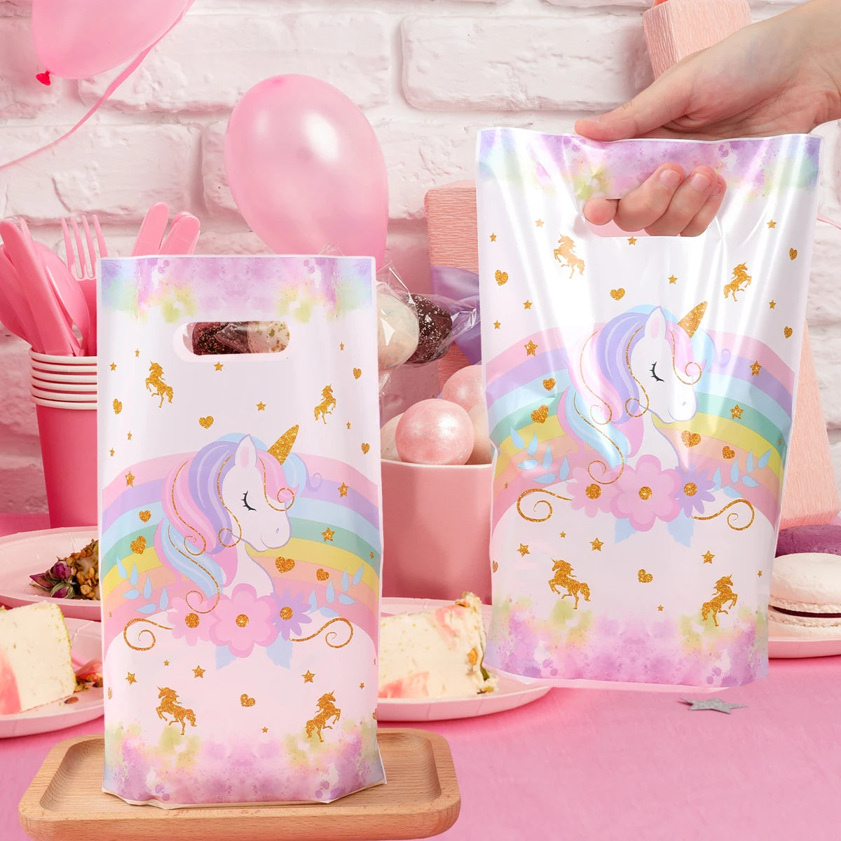 10/25/50pcs Handbag Candy Bags Unicorn Birthday Party Decor Kids Gift Packing Bag 1st Birthday Baby Shower Girl Party Supplies