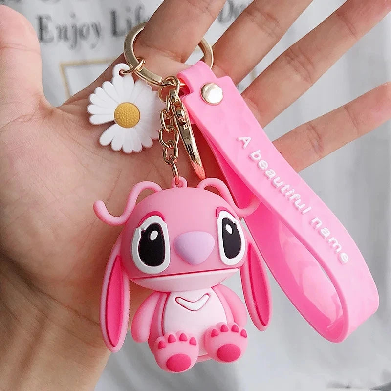 Lilo & Stitch Toys Keychian Children Anime Stitch Pendant Doll Keyring Kawaii Angel Keychians Cute Girls Christmas Gifts