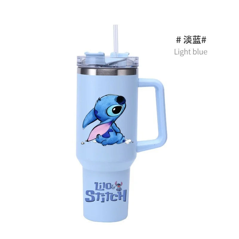 Thermal Coffee Lilo & Stitch Cups with Straw Stainless Steel Vacuum Insulated Tumbler 40oz Thermal Iced Travel Cup for Outdoor