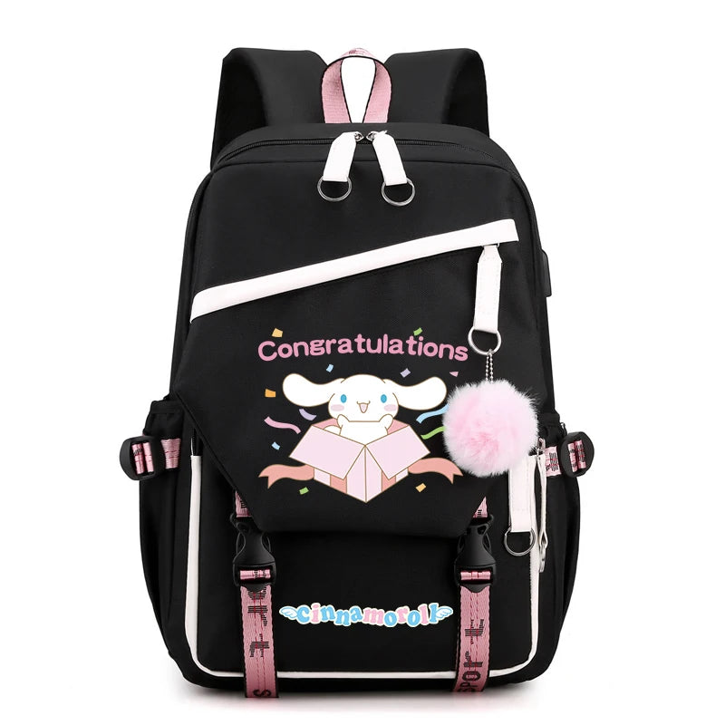 Sanrio Kuromi Cinnamoroll Backpack Teenager Student Rucksack Girl Boy Kids Anime Knapsack Women Cute Cartoon Bag Travel Mochilas