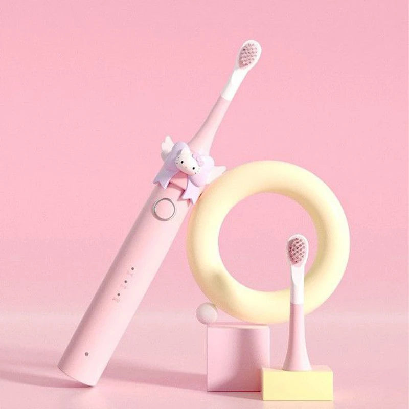 Kawaii Sanrio HelloKitty Electric Toothbrush Cute Anime Soft Hair Travel Portable Fiber Toothbrush Girl Oral Care Cleaning Brush