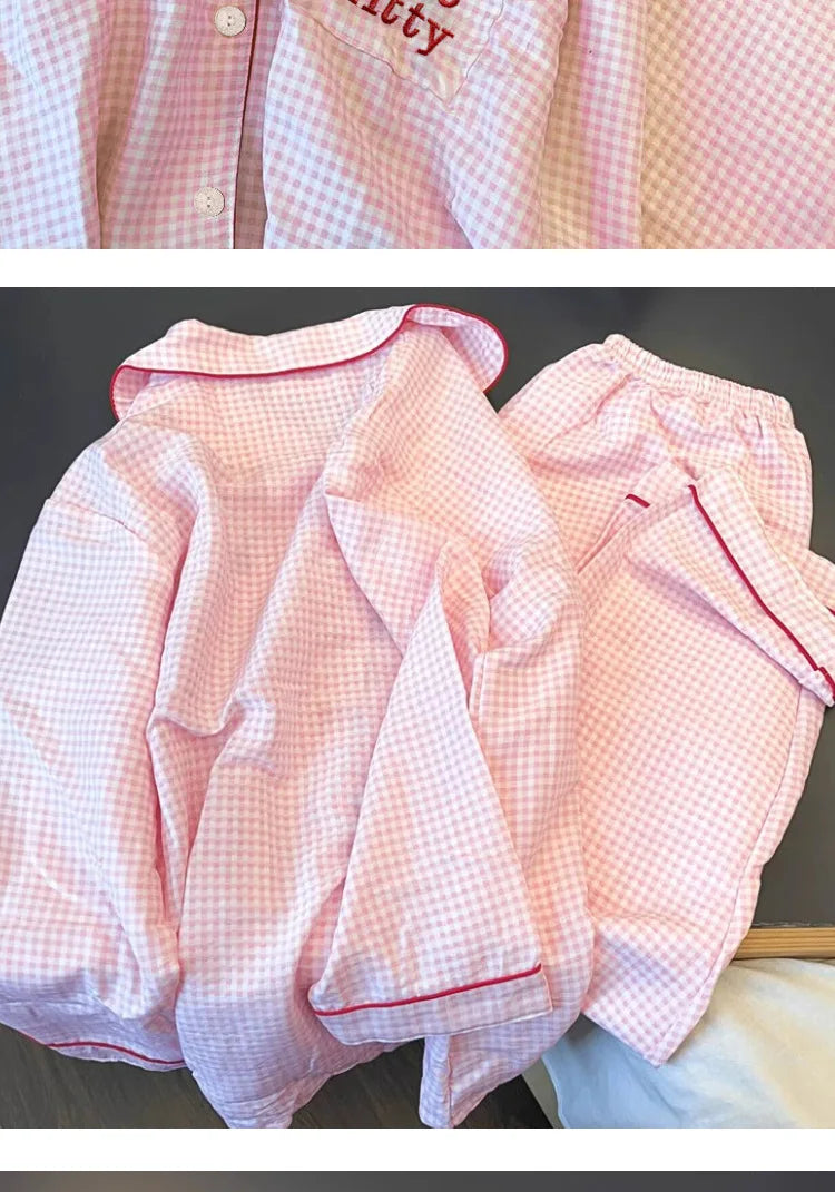 New Anime Sanrio Short Pajamas Hello Kitty Kuromi Kawaii Cartoon Loose Sleepwear Pajamas Sets Short Clothes Girl Birthday Gifts