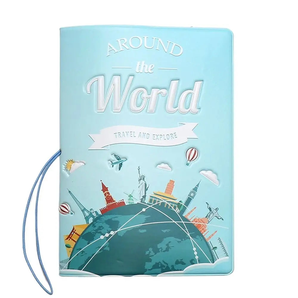 Gift Cartoon Girl Passport Cover PU Waterproof Certificate Protective Sheath Card Holder Multi-function ID Card Holder Unisex