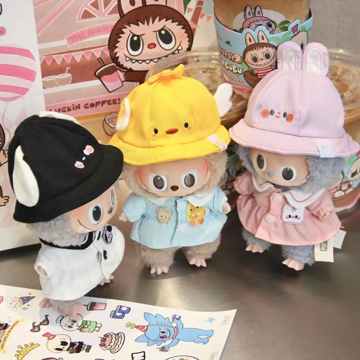 Only Skirt Hat 17cm Labubu Cute Mini Plush Doll'S Clothes Outfit Accessories Clothing Diy Kid Gift Kawaii Doll Clothes Girl Toys