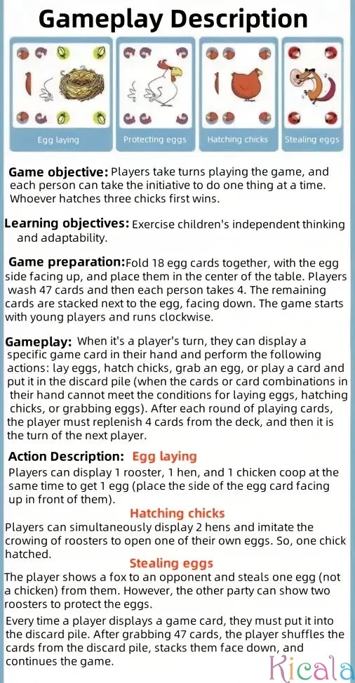 Educational Smart Toys for Kids Chick Run Logic Reasoning Strategy Card Game Learning Educational Toys Kids Card for gifts