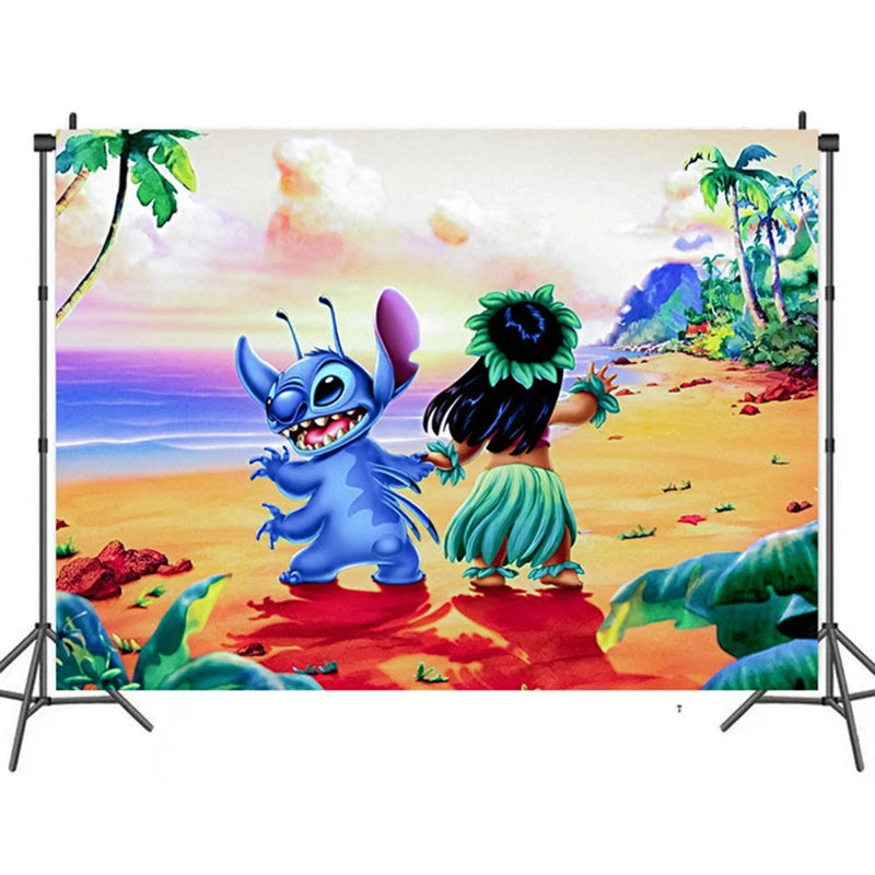 Lilo & Stitch Birthday Decorations Pink Girls Paper Cups Plates Napkins Cake Topper Tableware Set Balloons Decor Party Supplies