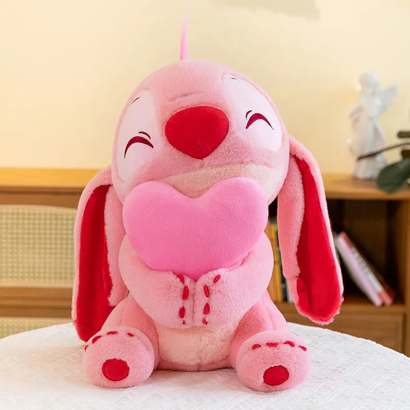 New Blue Pink Lilo & Stitch Hug The Duck Doll Cartoon Angel Plush Toy Cute Anime Soft Stuffed Kawaii Children's Birthday Gift