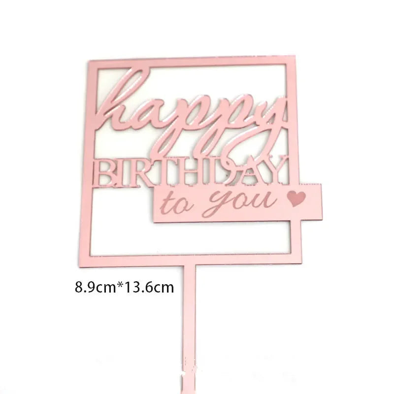Ins Gold Happy Birthday Cake Toppers Birthday Girl Acrylic Kids Birthday Party Cake Topper Baby Shower Gift Dessert Decoration