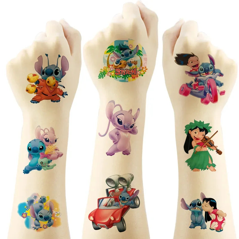 20Pcs/Set Stitch Theme Tattoo Stickers Waterproof Cute Lilo & Stitch Sticker Funny Kids Girls Christmas Birthday Gift Reward Toy