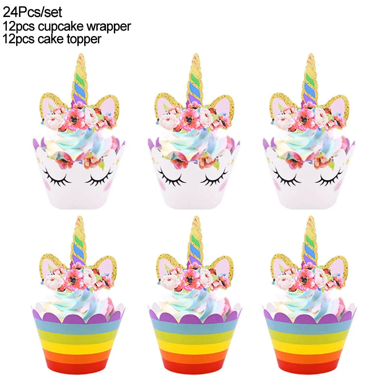 1Set Rainbow Unicorn Balloon 32 inch Number Foil Balloons 1st Kids Unicorn Theme Birthday Party Decorations Baby Shower Globos