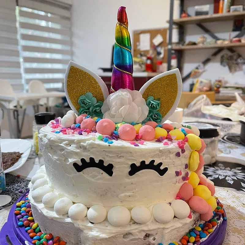 Unicorn Cake Toppers Rainbow Unicorn Horn Wings Girl Birthday Party DIY Decoration Cupcake Wrapper Unicorn Theme Party Supplies
