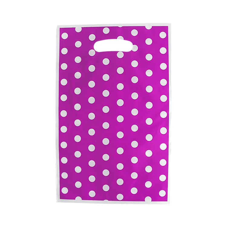 20pcs Printed Gift Bags Polka Dots Plastic Candy Bag Child Party Loot Bags Boy Girl Kids Birthday Party Favors Supplies Decor