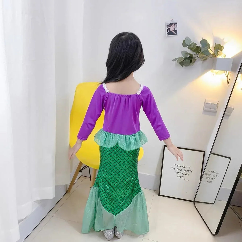 Fancy Little Mermaid Ariel Princess Costumes  Dress For  Cosplay  Carnival Birthday Party Clothes Mermaid Dress