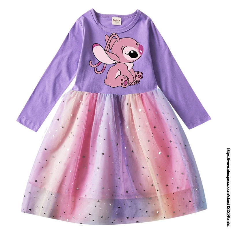 Spring Summer New Children Day Girl Dress Cosplay Costume For Lilo And Stitch Girl Lace Party Birthday Pincess Children Clothing