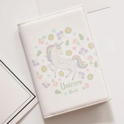 Cute Unicorn Girls Travel Abroad Passport Protection Set Waterproof  Passport Holder Card Wallet