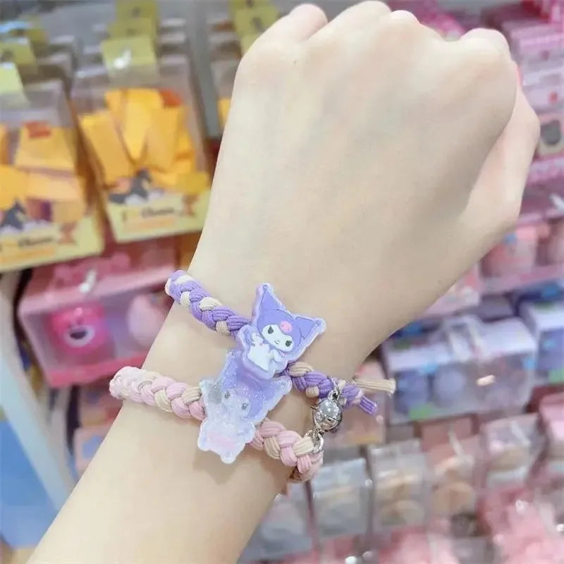 Sanrio Cinnamoroll Kuromi Melody Hair Band Cute Cartoon Girl&Child Sweet Bestie Hairpin Charm Ponytail Holder Holiday Gifts