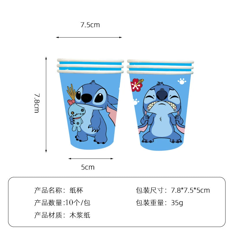 Lilo and Stitch Birthday Decorations Tableware Paper Cups Plate Napkins Cake Topper Balloons Birthday Decor Party Supplies Gift