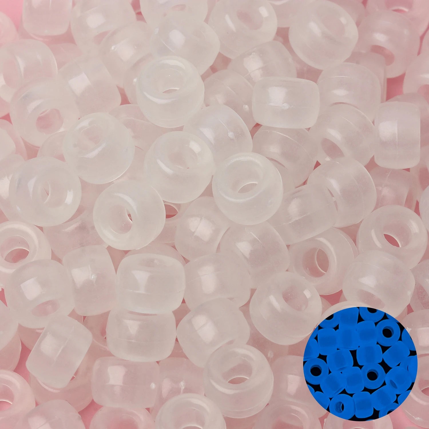 100pcs Luminous Pony Beads 6x9mm Acrylic Beads Big Hole Spacer Beads For Diy Craft Jewelry Charms Bracelets Making Hair Supplies