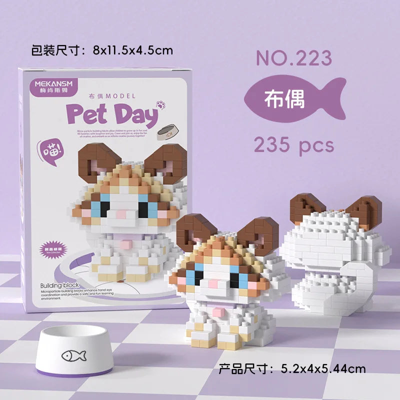 Cat Animal Brick Toy for Children Girls 8 To 10 Years Old Birthday Gifts Construction Block Set Mini Building Blocks Educational