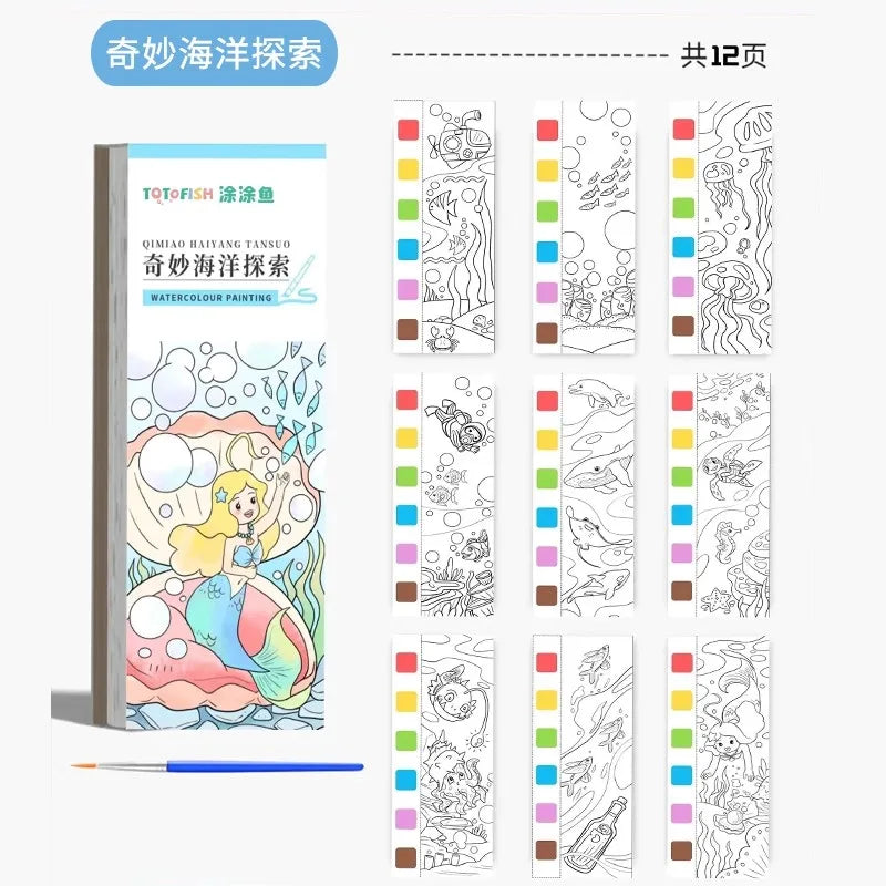 Children Coloring Books Arts Beginners Water Colour Paiting Note With Pigment Kindergarten Handicraft DIY Drawing Book Kid Gift