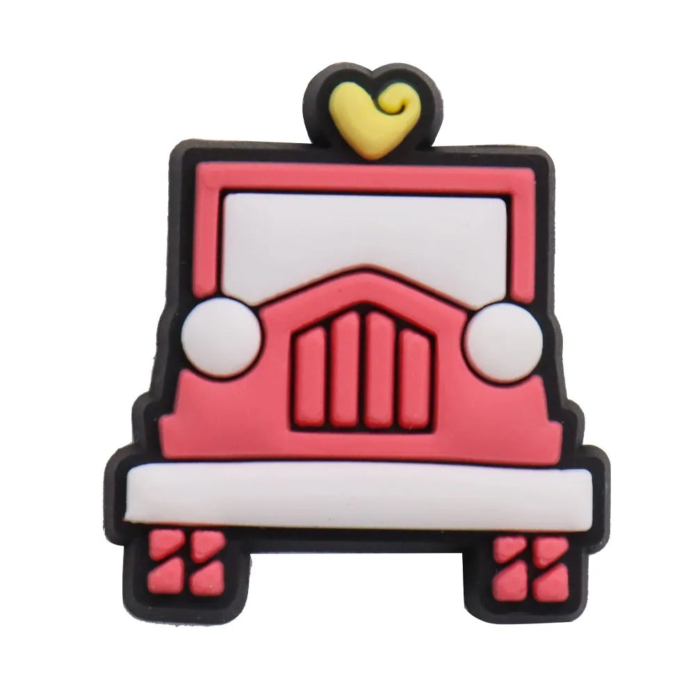1Pcs PVC Hair Dryer Strawberry Cupcake Kids Shoe Charms Umbrella Crown Pink Series Buckle Clog Accessories Fit X-mas Gift
