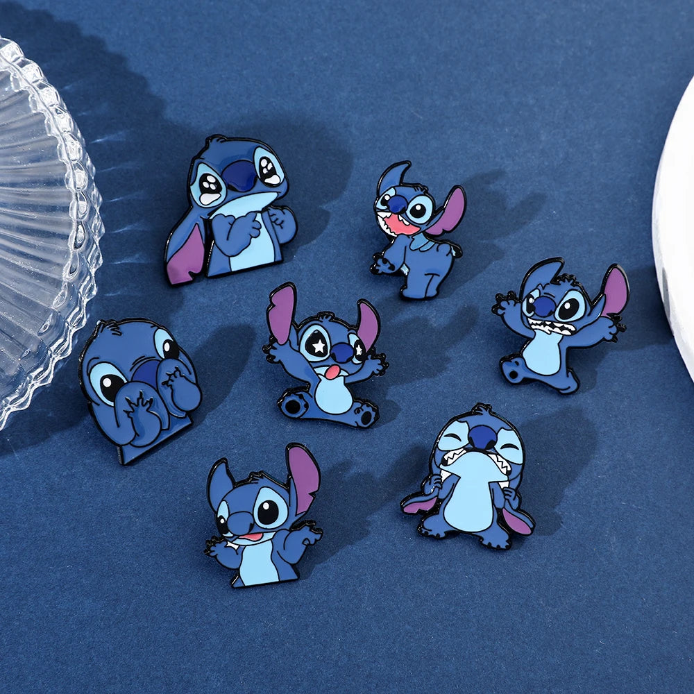 7 Pcs Creative Lilo&Stitch Brooch Personalized Stitch Enamel Pin Backpack Clothing Jewelry Metal Badge Accessories Gift