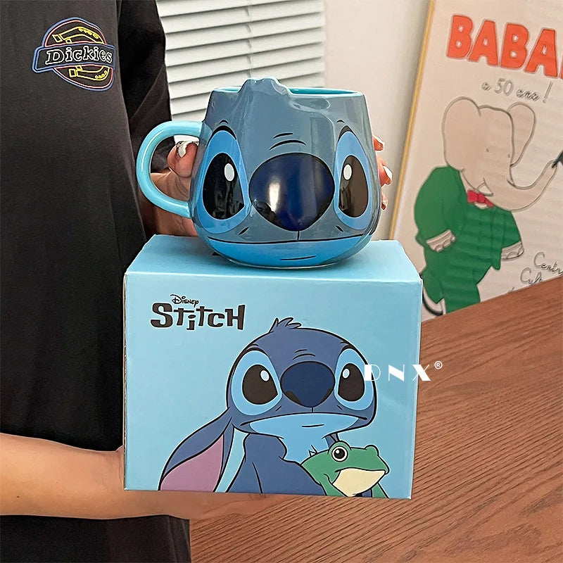 Miniso Stitch Coffee Cup Cartoon Mug Ceramic Cup Kawaii Home Furnishings Milk Cup Cute Holiday Birthday Gifts for Boys and Girls