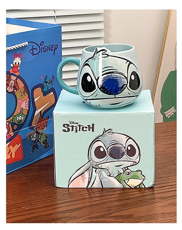 Miniso Stitch Coffee Cup Cartoon Mug Ceramic Cup Kawaii Home Furnishings Milk Cup Cute Holiday Birthday Gifts for Boys and Girls