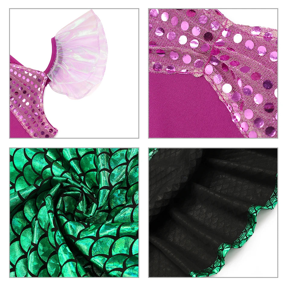 Elsa Anna Dress for Girl Birthday Party Cosplay Rapunzel Mermaid Ariel Cinderella Princess Costume Kid Summer Casual Clothes