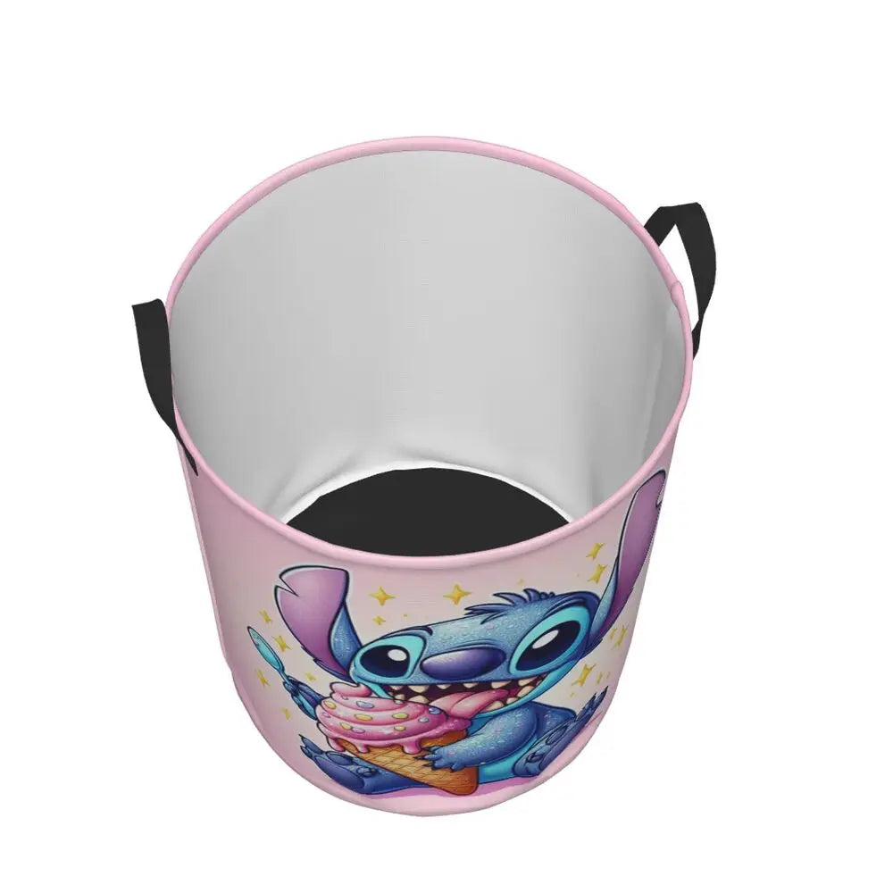 Customized SLilo And Stitch Cartoon Laundry Hamper Large Storage Basket Anime Kids Nursery Toy Organizer
