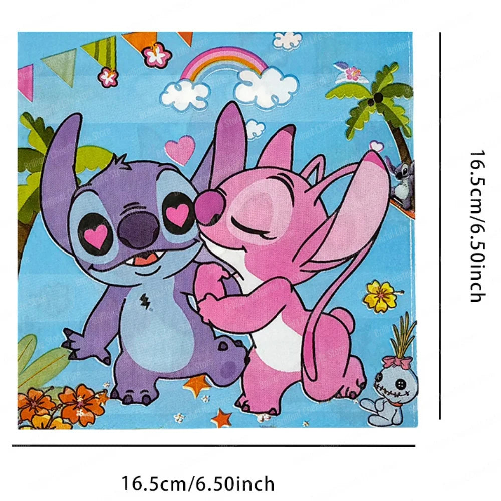 Lilo & Stitch Party Print Napkins Stitch Angle Theme Dinner Napkin Tissue for Baby Shower Kids Boy Girl Birthday Party Supplies