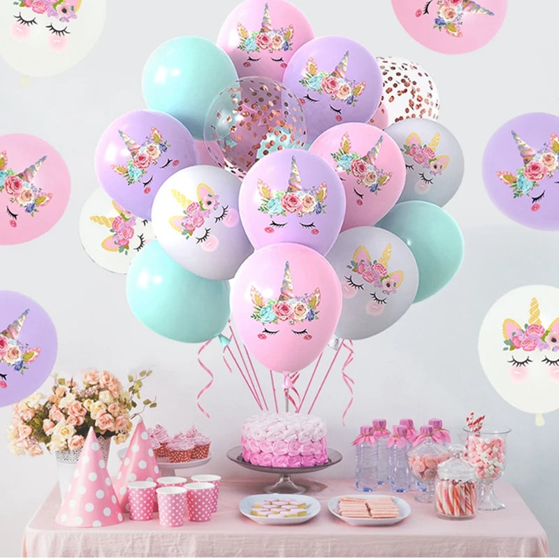 Rainbow Unicorn Disposable Tableware Happy 1st Birthday Party Decorations Kids Unicorn Theme Wedding Baby Shower Girls Supplies
