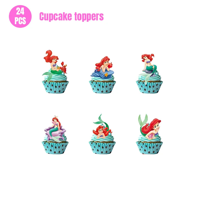 Mermaid Ariel Princess Birthday Party Decorations Disposable Tableware Plate Straw Cup Balloons Baby Shower Party Supplies