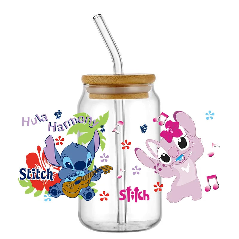 Miniso Abomination Stitch UV DTF Sticker For 16oz Cups Can Wrap Transfer Sticker Custom Labels DIY Logo Selfadhesive