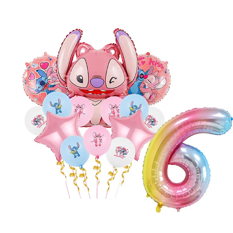 Lilo & Stitch Birthday Decorations Pink Girls Paper Cups Plates Napkins Cake Topper Tableware Set Balloons Decor Party Supplies