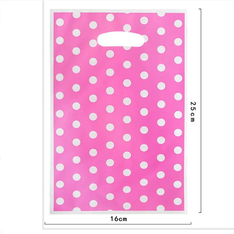 20pcs Printed Gift Bags Polka Dots Plastic Candy Bag Child Party Loot Bags Boy Girl Kids Birthday Party Favors Supplies Decor