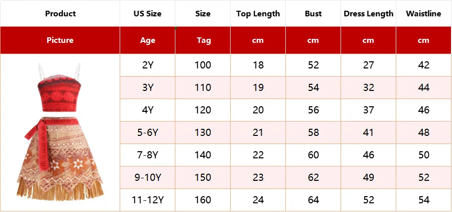Girls Moana Princess Dress for Kids Carnival Cosplay Vaiana Costume Children Birthday Party Headwear Necklace Flower Clothes Set
