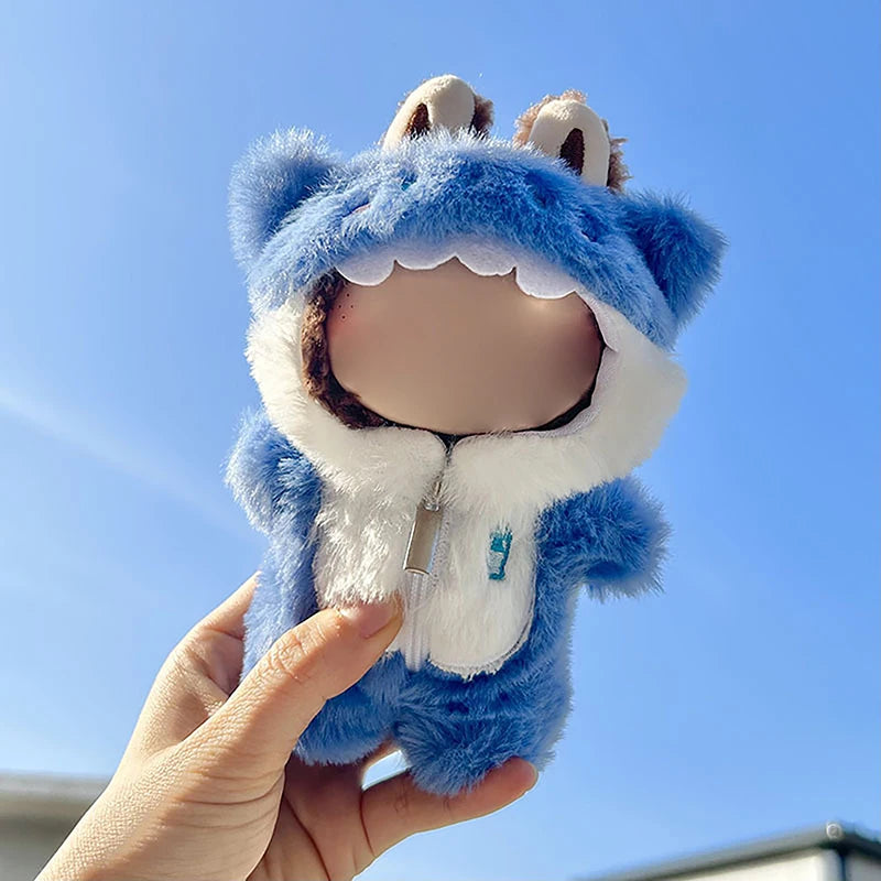 Cute Mini Plush Doll'S Clothes Outfit Only Clothing Accessories For 17cm Labubu Dolls Sweater Hoodie Clothing DIY Kids Gifts
